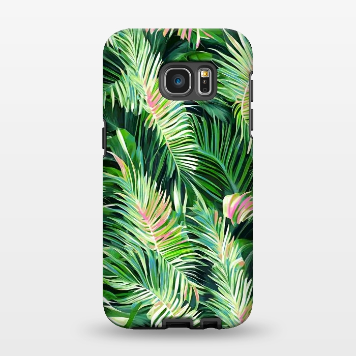 Galaxy S7 EDGE StrongFit Palm & Peace Art Print, Tropical Botanical Jungle Canvas Print, Nature Painting Plants Forest Poster by Uma Prabhakar Gokhale