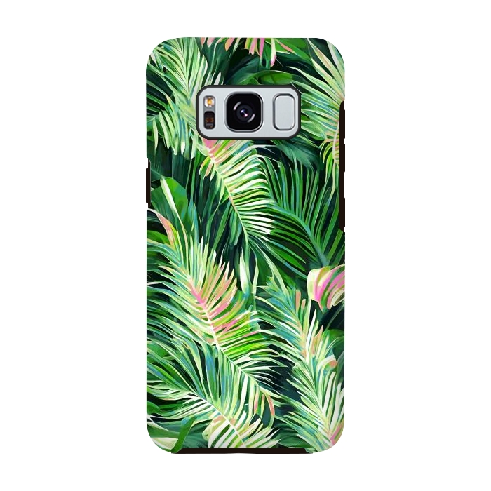 Galaxy S8 StrongFit Palm & Peace Art Print, Tropical Botanical Jungle Canvas Print, Nature Painting Plants Forest Poster by Uma Prabhakar Gokhale