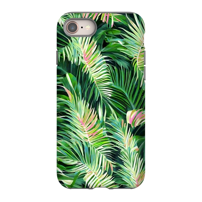 iPhone 8 StrongFit Palm & Peace Art Print, Tropical Botanical Jungle Canvas Print, Nature Painting Plants Forest Poster by Uma Prabhakar Gokhale
