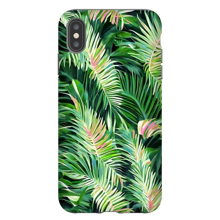 iPhone Xs Max StrongFit Palm & Peace Art Print, Tropical Botanical Jungle Canvas Print, Nature Painting Plants Forest Poster by Uma Prabhakar Gokhale