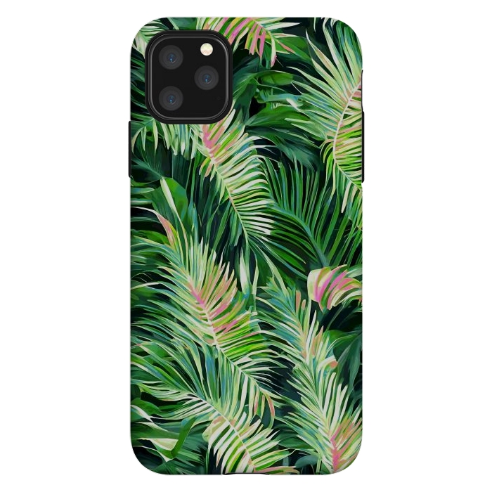 iPhone 11 Pro Max StrongFit Palm & Peace Art Print, Tropical Botanical Jungle Canvas Print, Nature Painting Plants Forest Poster by Uma Prabhakar Gokhale