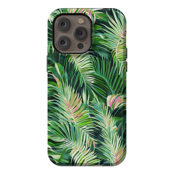 iPhone 14 Pro max StrongFit Palm & Peace Art Print, Tropical Botanical Jungle Canvas Print, Nature Painting Plants Forest Poster by Uma Prabhakar Gokhale