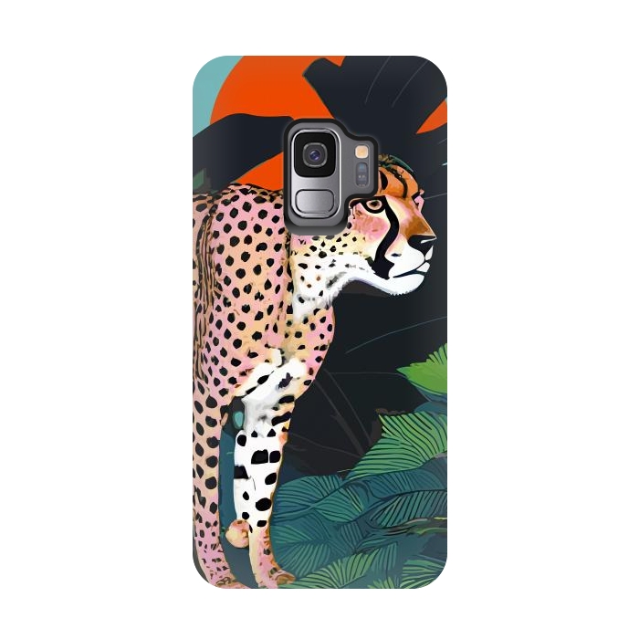 Galaxy S9 StrongFit The Cheetah, Tropical Jungle Animals, Mystery Wild Cat, Wildlife Forest Vintage Nature Painting by Uma Prabhakar Gokhale