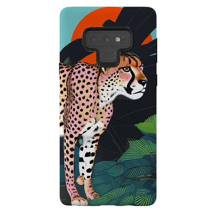 Galaxy Note 9 StrongFit The Cheetah, Tropical Jungle Animals, Mystery Wild Cat, Wildlife Forest Vintage Nature Painting by Uma Prabhakar Gokhale