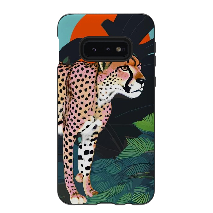 Galaxy S10e StrongFit The Cheetah, Tropical Jungle Animals, Mystery Wild Cat, Wildlife Forest Vintage Nature Painting by Uma Prabhakar Gokhale