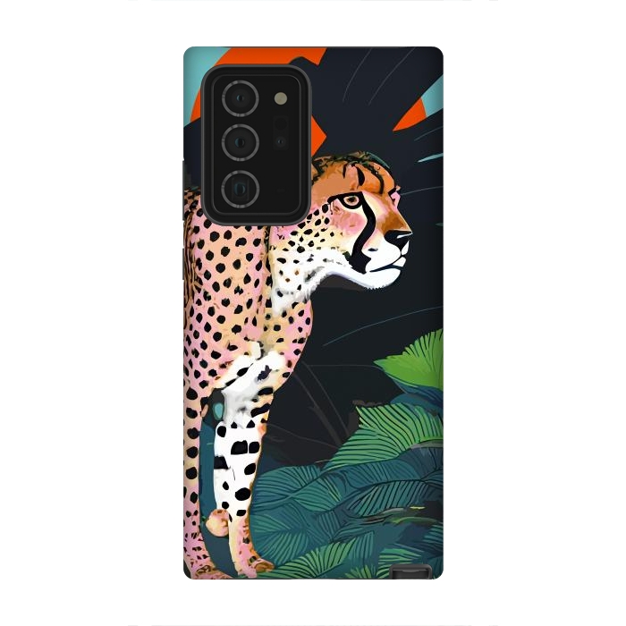 Galaxy Note 20 Ultra StrongFit The Cheetah, Tropical Jungle Animals, Mystery Wild Cat, Wildlife Forest Vintage Nature Painting by Uma Prabhakar Gokhale