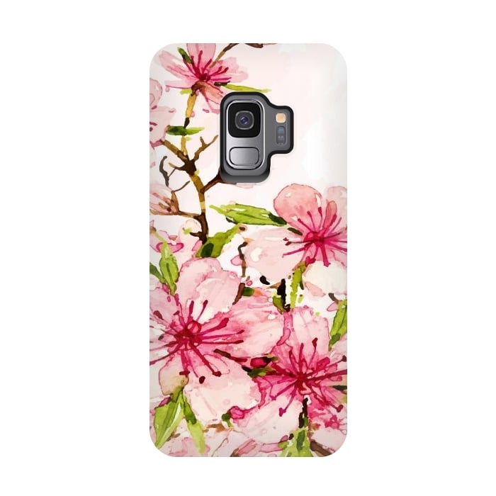 Galaxy S9 StrongFit Watercolor Spring Flowers by Bledi