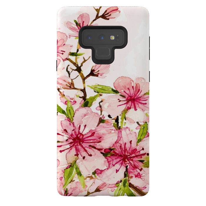 Galaxy Note 9 StrongFit Watercolor Spring Flowers by Bledi