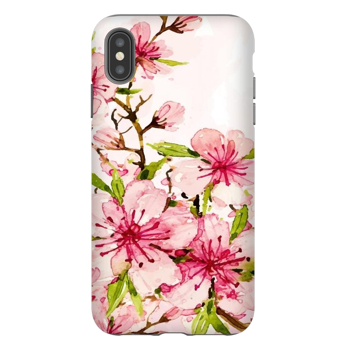 iPhone Xs Max StrongFit Watercolor Spring Flowers by Bledi