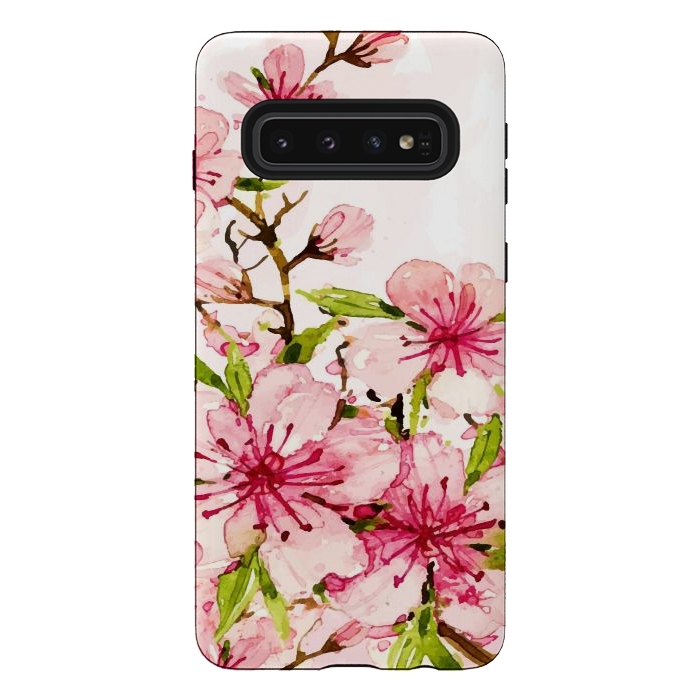 Galaxy S10 StrongFit Watercolor Spring Flowers by Bledi