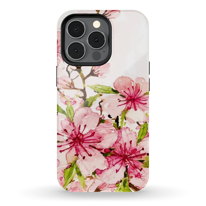 iPhone 13 pro StrongFit Watercolor Spring Flowers by Bledi