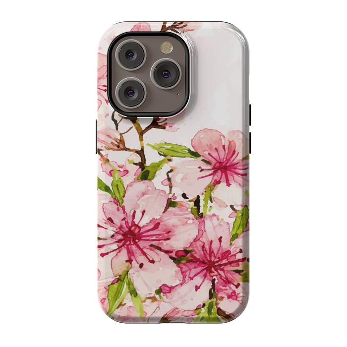 iPhone 14 Pro StrongFit Watercolor Spring Flowers by Bledi