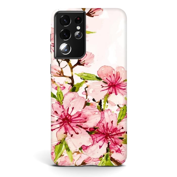 Galaxy S21 ultra StrongFit Watercolor Spring Flowers by Bledi