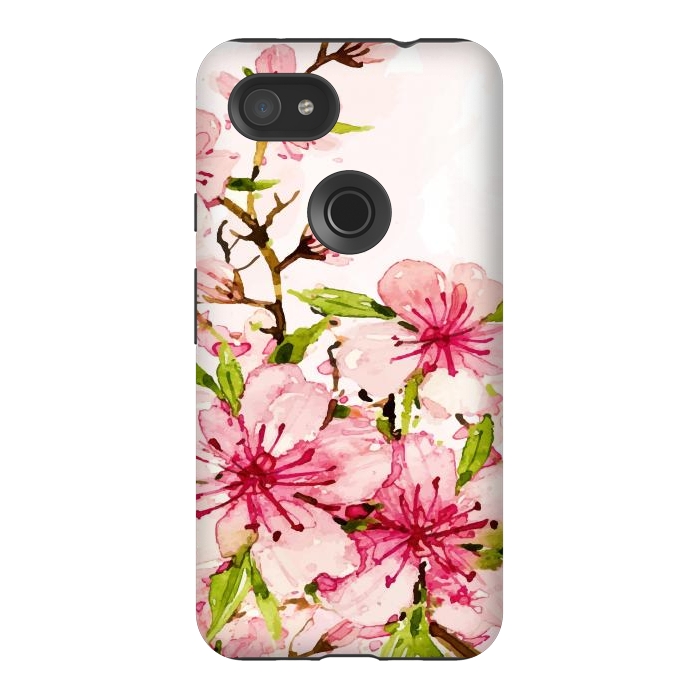 Pixel 3AXL StrongFit Watercolor Spring Flowers by Bledi