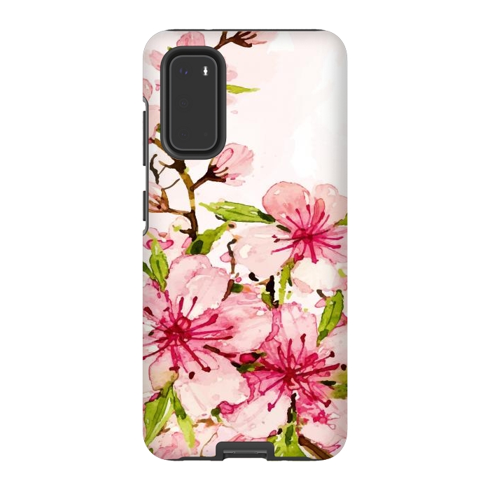 Galaxy S20 StrongFit Watercolor Spring Flowers by Bledi