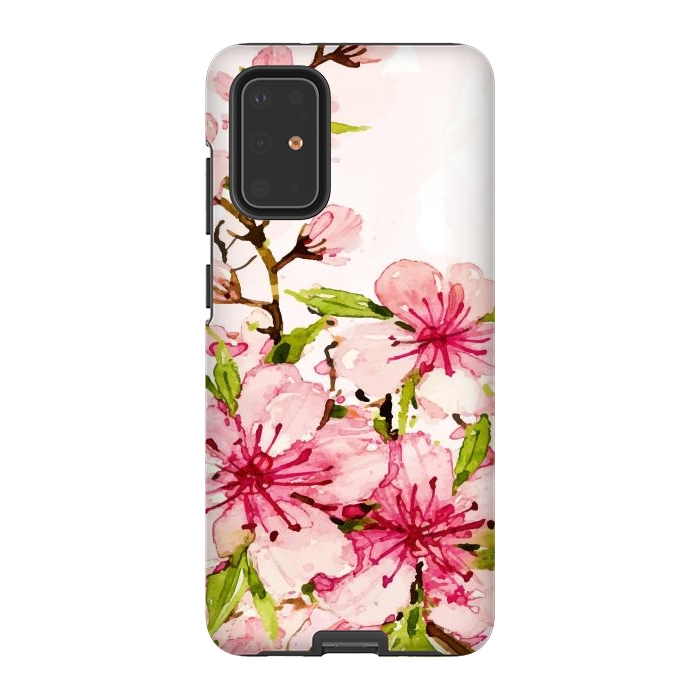 Galaxy S20 Plus StrongFit Watercolor Spring Flowers by Bledi