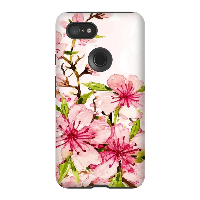 Pixel 3XL StrongFit Watercolor Spring Flowers by Bledi