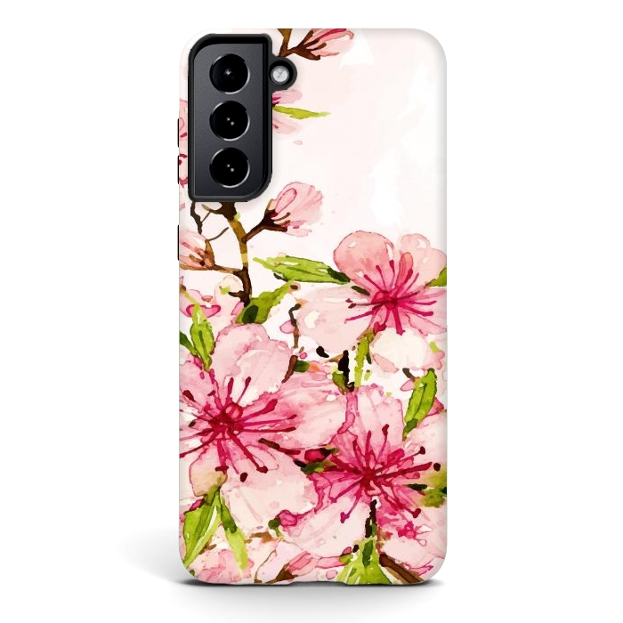 Galaxy S21 plus StrongFit Watercolor Spring Flowers by Bledi