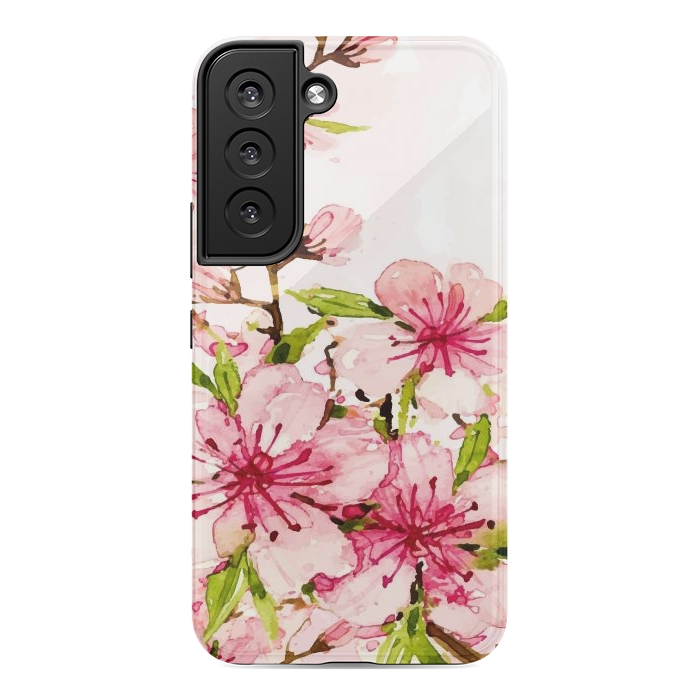 Galaxy S22 StrongFit Watercolor Spring Flowers by Bledi