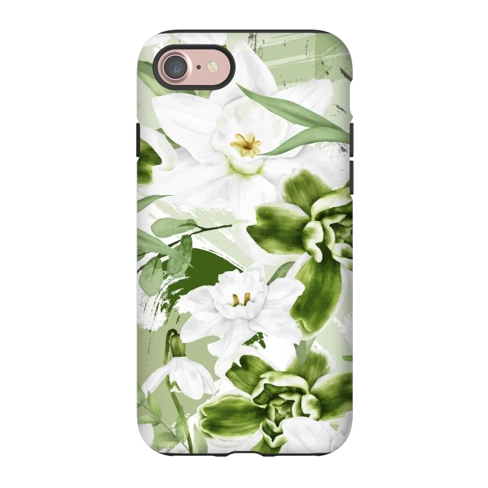 iPhone 7 StrongFit White Watercolor Flowers 1 by Bledi