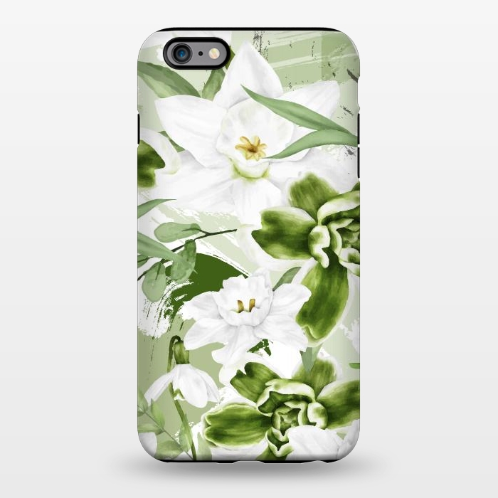iPhone 6/6s plus StrongFit White Watercolor Flowers 1 by Bledi
