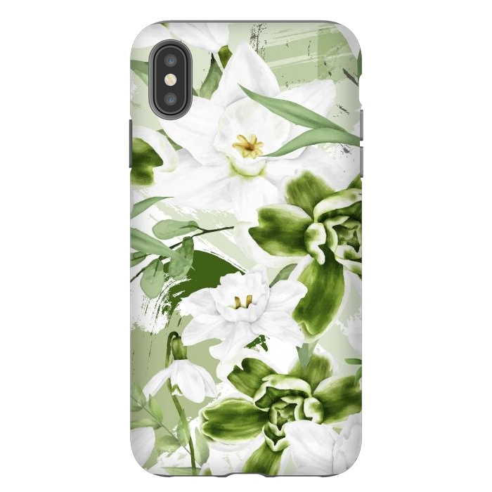 iPhone Xs Max StrongFit White Watercolor Flowers 1 by Bledi