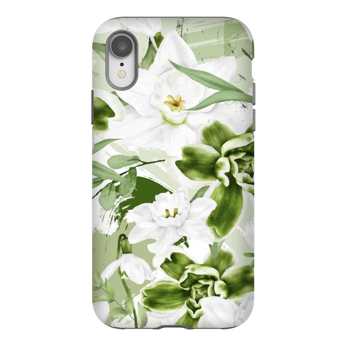iPhone Xr StrongFit White Watercolor Flowers 1 by Bledi