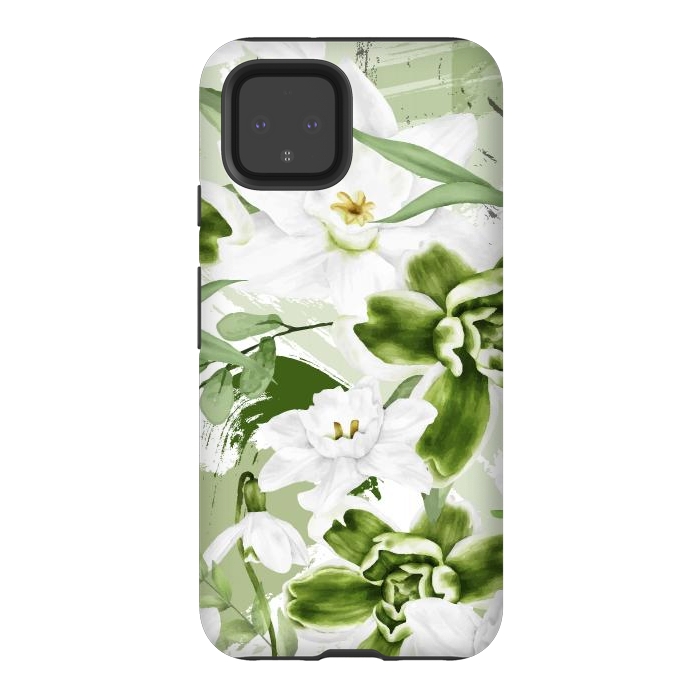 Pixel 4 StrongFit White Watercolor Flowers 1 by Bledi