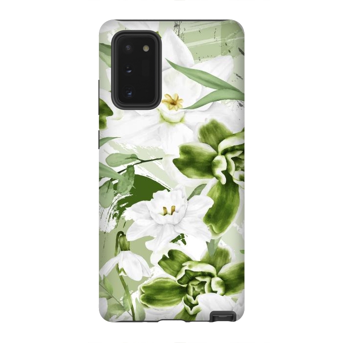 Galaxy Note 20 StrongFit White Watercolor Flowers 1 by Bledi