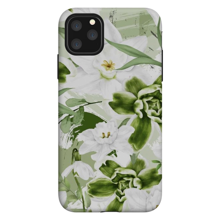 iPhone 11 Pro Max StrongFit White Watercolor Flowers 1 by Bledi