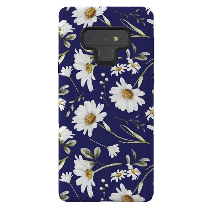 Galaxy Note 9 StrongFit White Watercolor Flowers 2 by Bledi