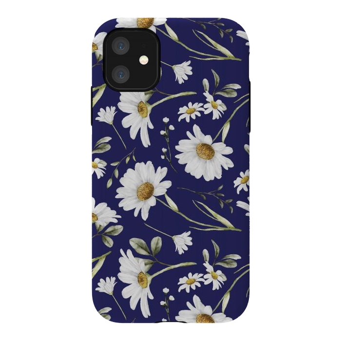 iPhone 11 StrongFit White Watercolor Flowers 2 by Bledi