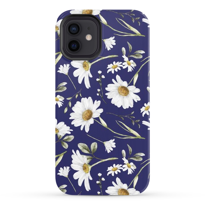 iPhone 12 StrongFit White Watercolor Flowers 2 by Bledi