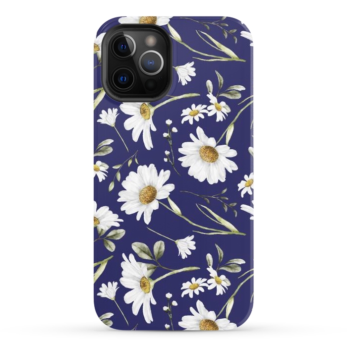 iPhone 12 Pro StrongFit White Watercolor Flowers 2 by Bledi