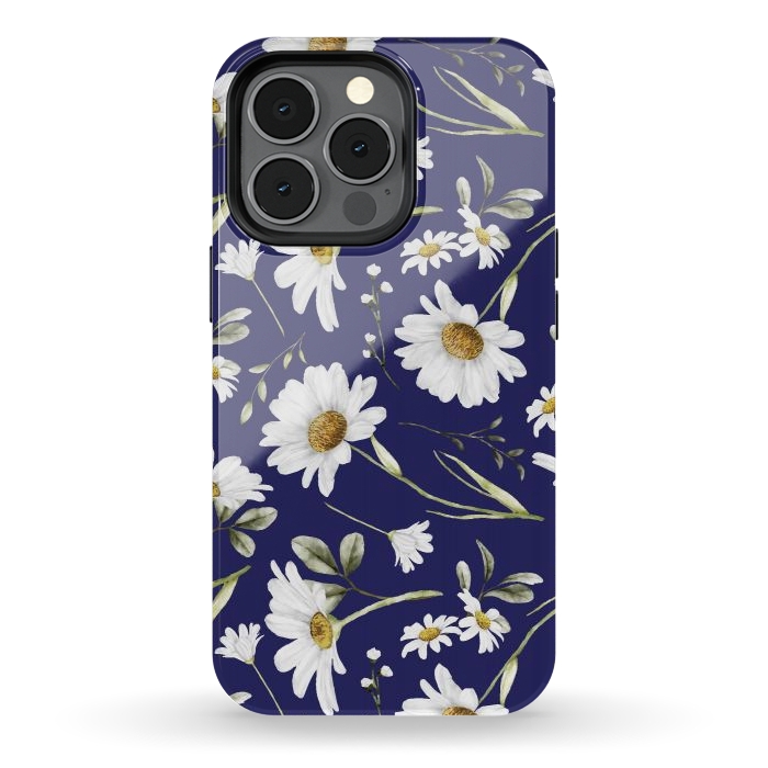 iPhone 13 pro StrongFit White Watercolor Flowers 2 by Bledi