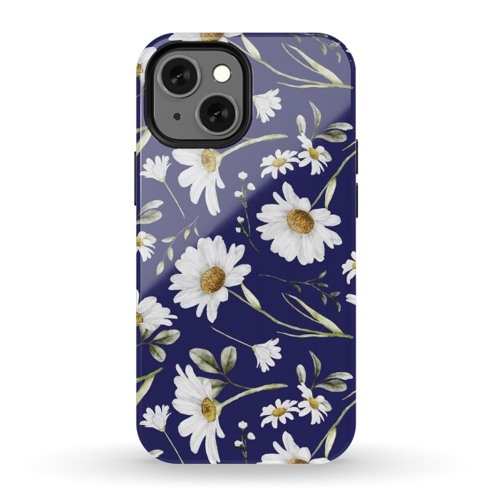 iPhone 13 mini StrongFit White Watercolor Flowers 2 by Bledi