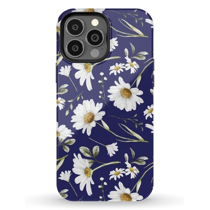iPhone 13 Pro Max StrongFit White Watercolor Flowers 2 by Bledi