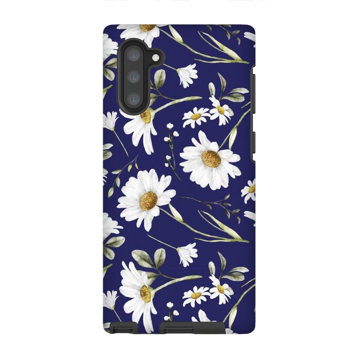 Galaxy Note 10 StrongFit White Watercolor Flowers 2 by Bledi