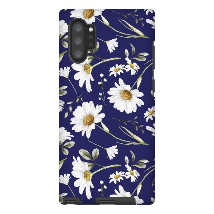Galaxy Note 10 plus StrongFit White Watercolor Flowers 2 by Bledi