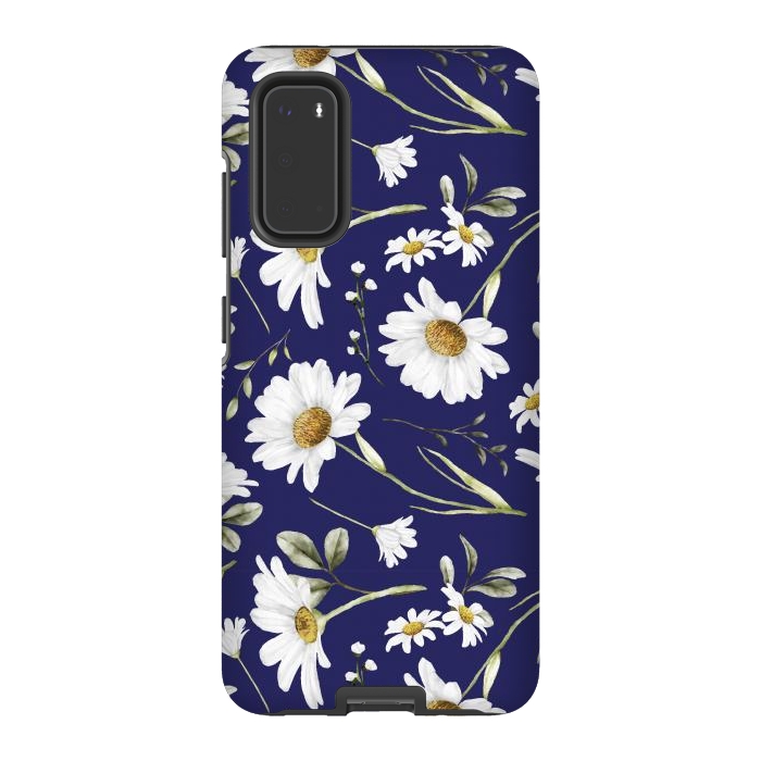 Galaxy S20 StrongFit White Watercolor Flowers 2 by Bledi