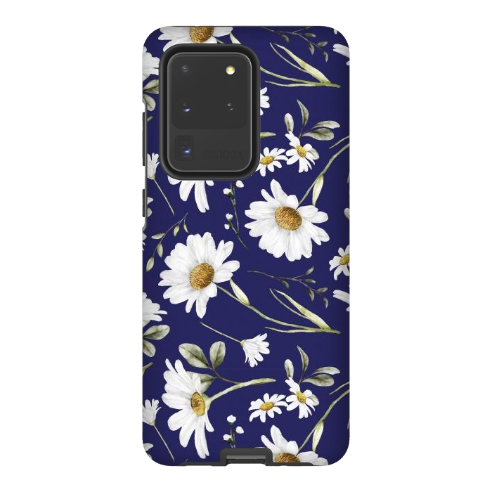 Galaxy S20 Ultra StrongFit White Watercolor Flowers 2 by Bledi