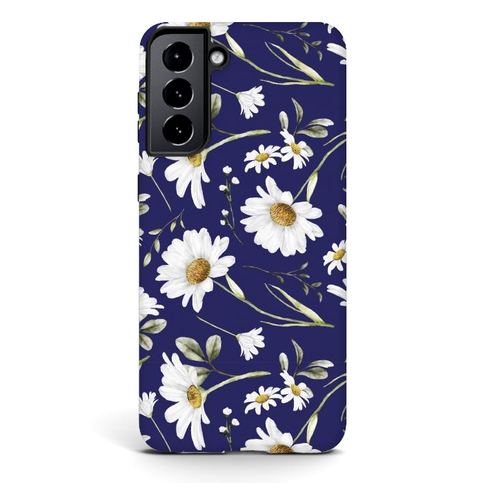 Galaxy S21 StrongFit White Watercolor Flowers 2 by Bledi