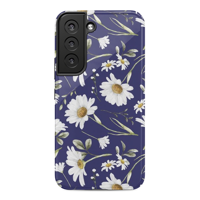 Galaxy S22 StrongFit White Watercolor Flowers 2 by Bledi