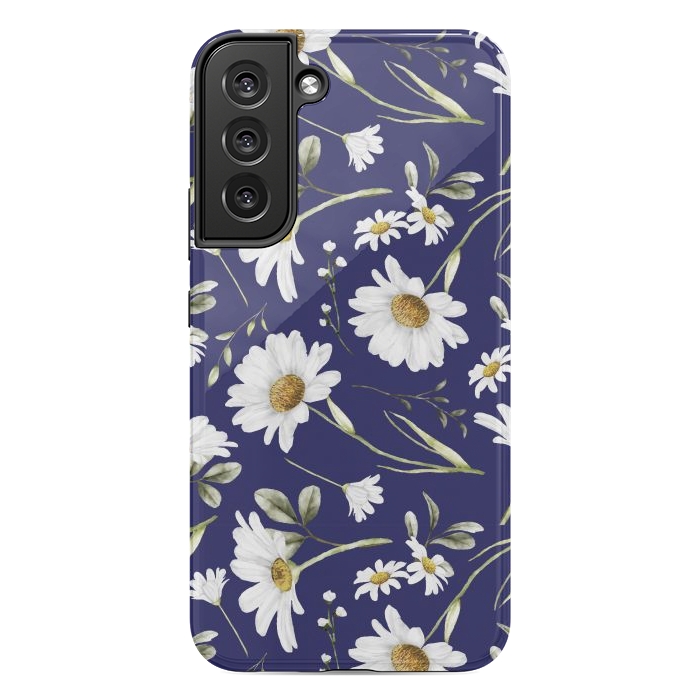 Galaxy S22 plus StrongFit White Watercolor Flowers 2 by Bledi