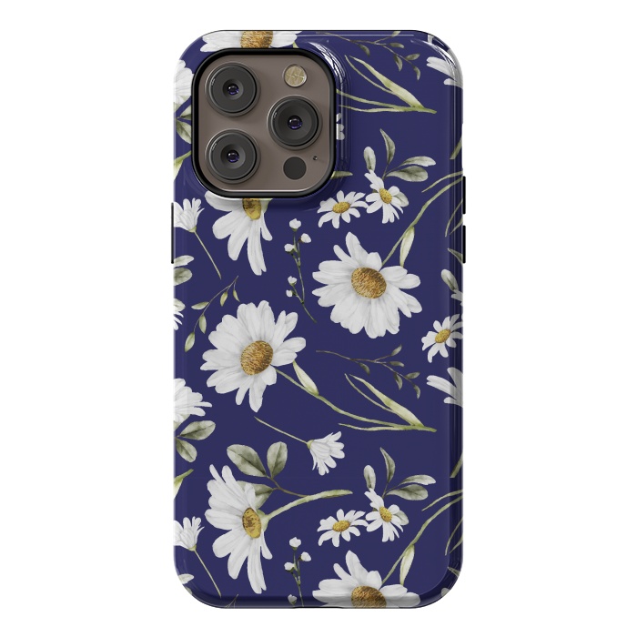 iPhone 14 Pro max StrongFit White Watercolor Flowers 2 by Bledi