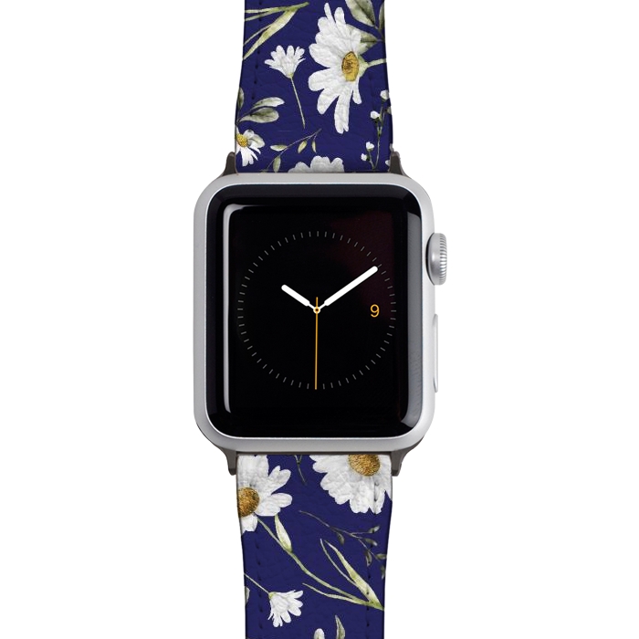 Watch 38mm / 40mm Strap PU leather White Watercolor Flowers 2 by Bledi