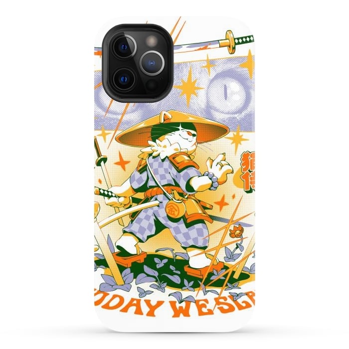iPhone 12 Pro Max StrongFit Samurai Cat by Ilustrata