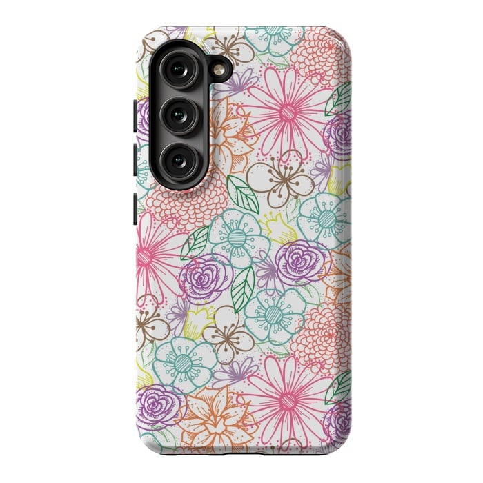 Galaxy S23 StrongFit Bright Floral by TracyLucy Designs