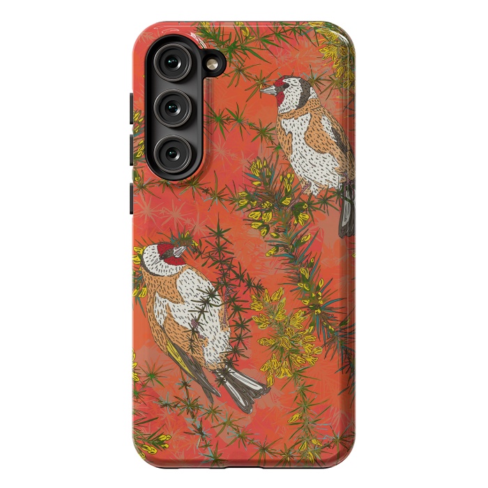 Galaxy S23 Plus StrongFit Goldfinches in Gorse by Lotti Brown