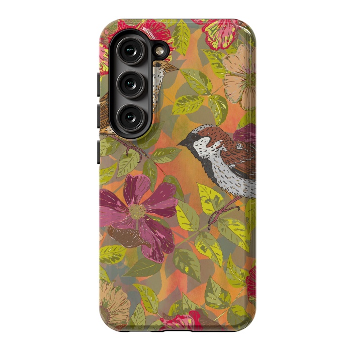 Galaxy S23 StrongFit Sparrow and Wild Rose by Lotti Brown